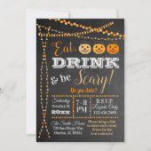 Halloween-Party Chalkboard Eat Drink Beängstigend Einladung (Vorderseite)