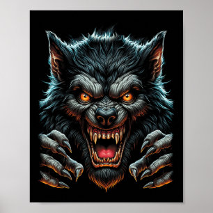Halloween-Party Costume Angry Werewolf Wolfman Poster