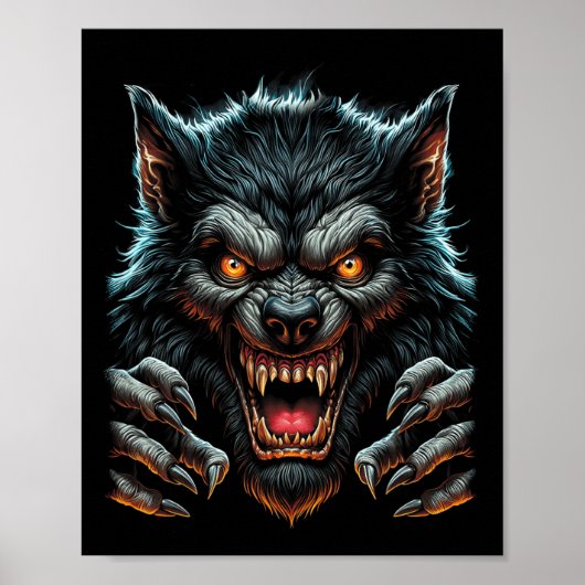 Halloween-Party Costume Angry Werewolf Wolfman Poster (Vorne)