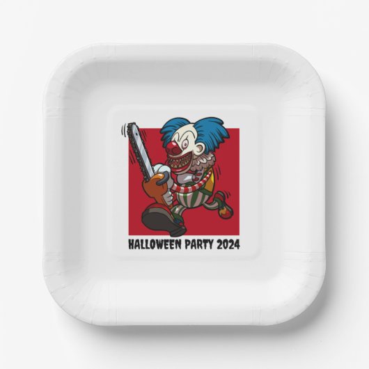 Halloween-Party Crazy Chainsaw Clown bearbeiten de Pappteller (Vorderseite)