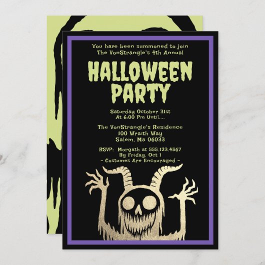 Halloween-Party Creepy Demonic Monster Einladung (Vorne/Hinten)