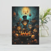 Halloween Party Creepy Kids Pumpkins Candles Einladung (Stehend Vorderseite)