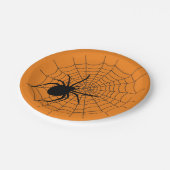 Halloween-Party Creepy Spider Web Orange Black Pappteller (Schrägansicht)