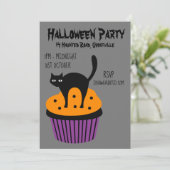 Halloween-Party cupcake Cat schwarz-orange Einladung (Stehend Vorderseite)