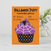 Halloween-Party cupcake schwarz und orange Einladung (Stehend Vorderseite)