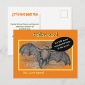 Halloween-Party/Dackel Einladung Rost/Bat Postkarte (Vorne/Hinten)