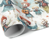 Halloween-Party Dancing Skeleton Hexen Geschenkpapier (Rolleneckpunkt)