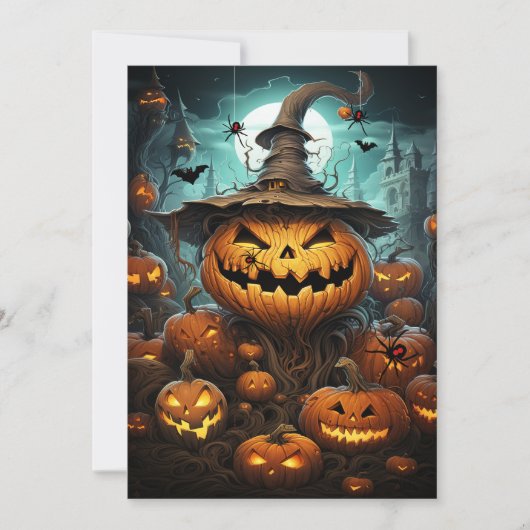 Halloween-Party Dark Creepy Pumpkins Fledermäuse S Einladung (Vorderseite)