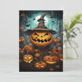 Halloween-Party Dark Creepy Pumpkins Fledermäuse S Einladung (Stehend Vorderseite)