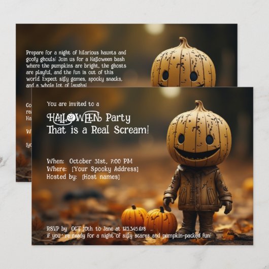 Halloween-Party Das ist ein echter Schrei! Einladung (Vorne/Hinten)