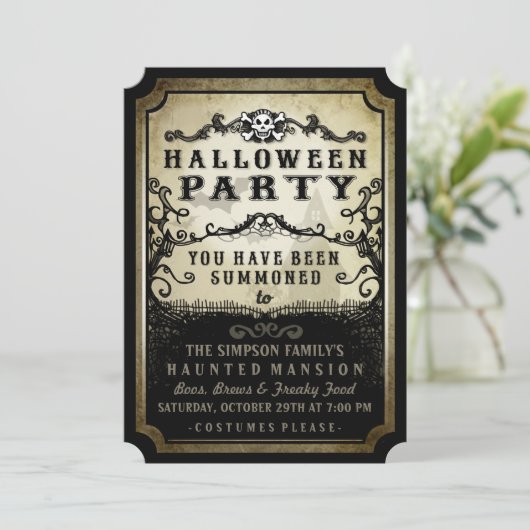 Halloween-Party, das Sie gebettet haben Einladung (Stehend Vorderseite)