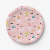 Halloween-Party-Dekoration verschleiert rosa Geist Pappteller (Vorderseite)