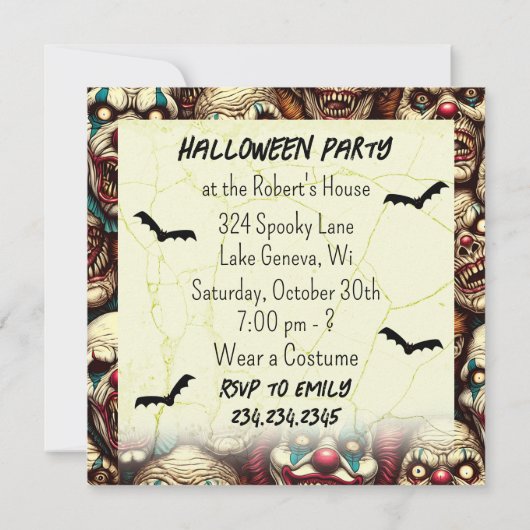 Halloween-Party der entsetzlichen Clowns (Rückseite)