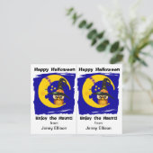 Halloween-Party der Eule-Mondschule Postkarte (Stehend Vorderseite)