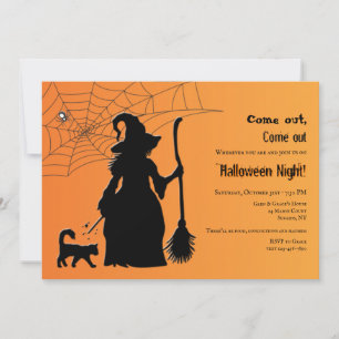 Halloween-Party der Hexe-Silhouette Einladung