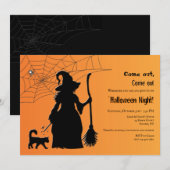 Halloween-Party der Hexe-Silhouette Einladung (Vorne/Hinten)