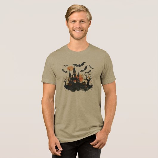 Halloween-Party der Kostüme Bezauberndes Schloss Tri-Blend Shirt (Vorderseite voll)