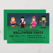 Halloween-Party der niedlichen Spooky-Monster Einladung (Vorne/Hinten)