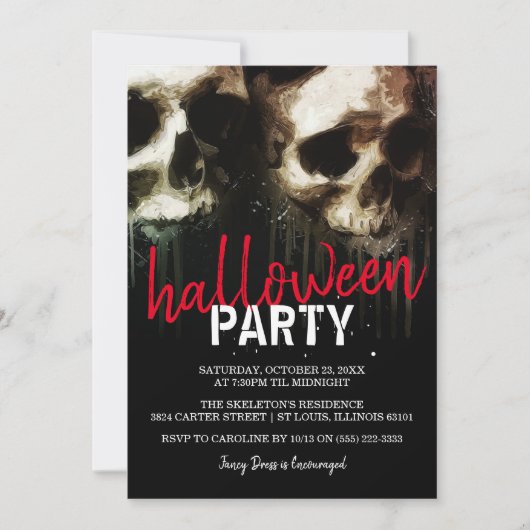 Halloween-Party der Schädelfronten Einladung (Vorderseite)