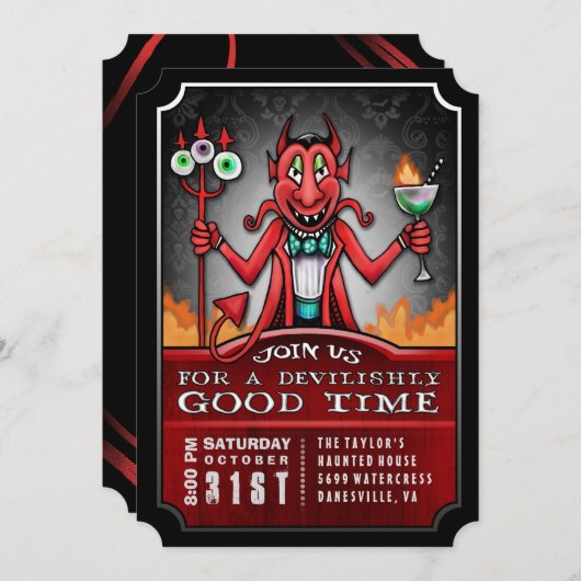 Halloween-Party Devilish Good Time Spaß Einladung (Vorne/Hinten)