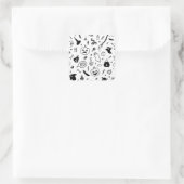 Halloween-Party-Doodmuster Quadratischer Aufkleber (Tasche)
