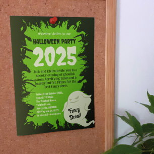 Halloween-Party Dunkelgrüne Ratten Gruselige Krabb Einladung