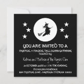 Halloween-Party einladen, Schwarz und Weiß Einladung (Vorderseite)