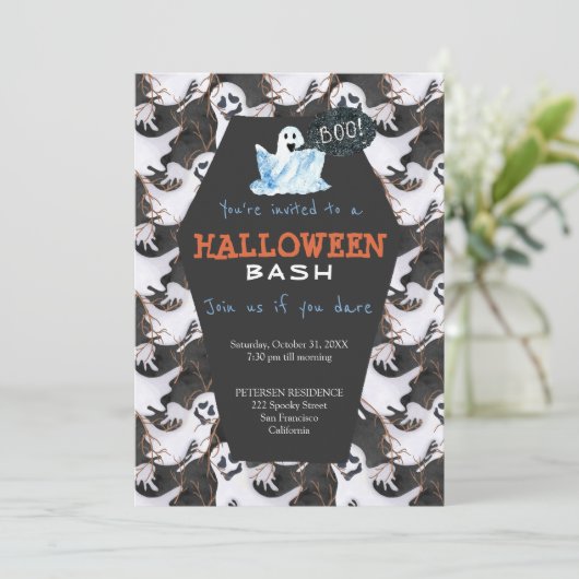 Halloween-Party Einladung (Stehend Vorderseite)