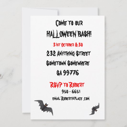 Halloween-Party Einladung (Rückseite)