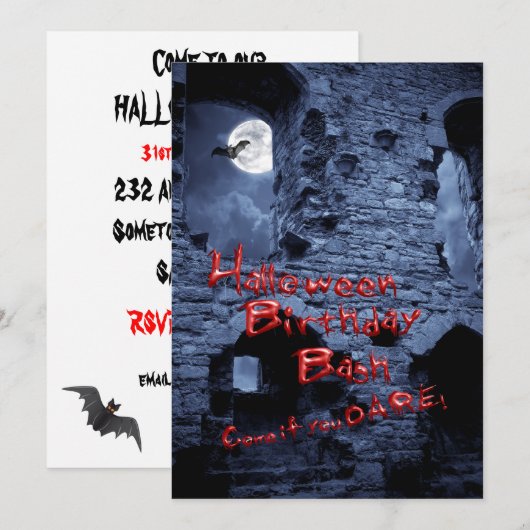 Halloween-Party Einladung (Vorne/Hinten)