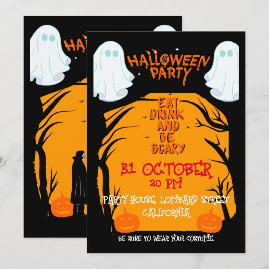 Halloween-Party Einladung (Vorne/Hinten)