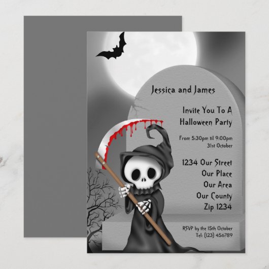 Halloween-Party Einladung (Vorne/Hinten)