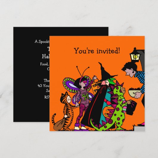 Halloween-Party Einladung (Vorne/Hinten)