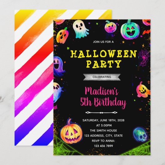 Halloween-Party Einladung (Vorne/Hinten)