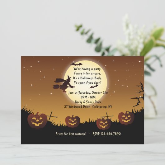 Halloween-Party Einladung (Stehend Vorderseite)