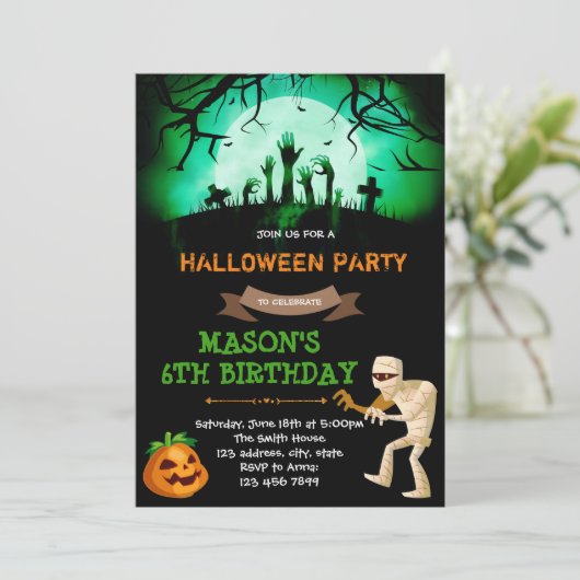 Halloween-Party Einladung (Stehend Vorderseite)