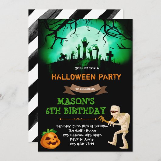 Halloween-Party Einladung (Vorne/Hinten)