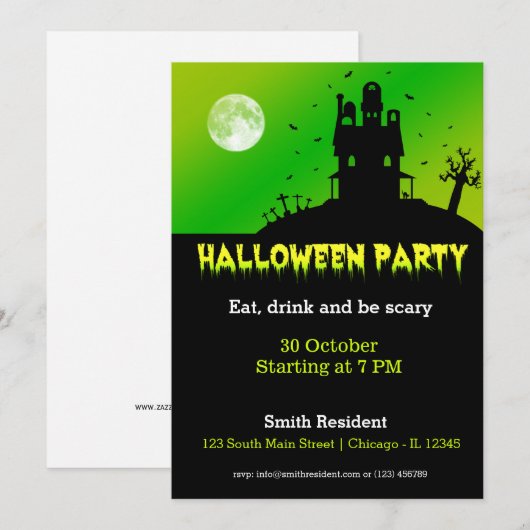 Halloween-Party Einladung (Vorne/Hinten)