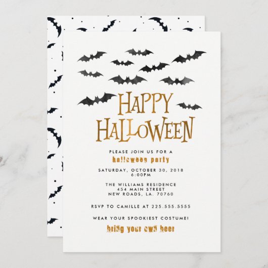 Halloween-Party Einladung (Vorne/Hinten)