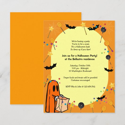 Halloween-Party Einladung (Vorne/Hinten)