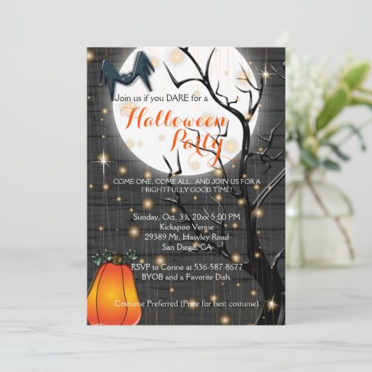 Halloween-Party Einladung (Stehend Vorderseite)