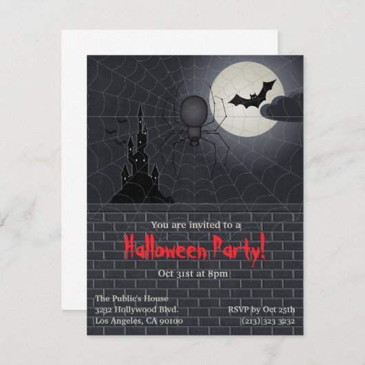 Halloween-Party Einladung (Vorne/Hinten)