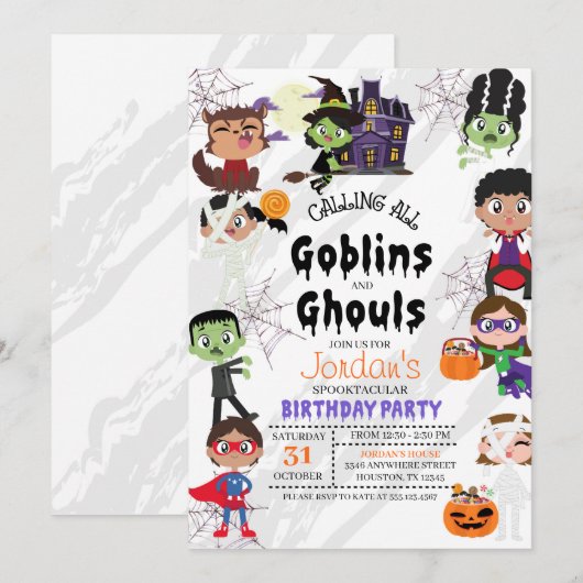 Halloween-Party Einladung (Vorne/Hinten)