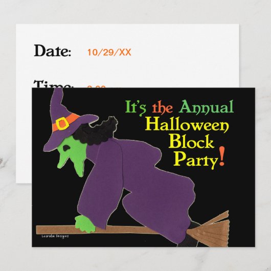 Halloween-Party Einladung (Vorne/Hinten)