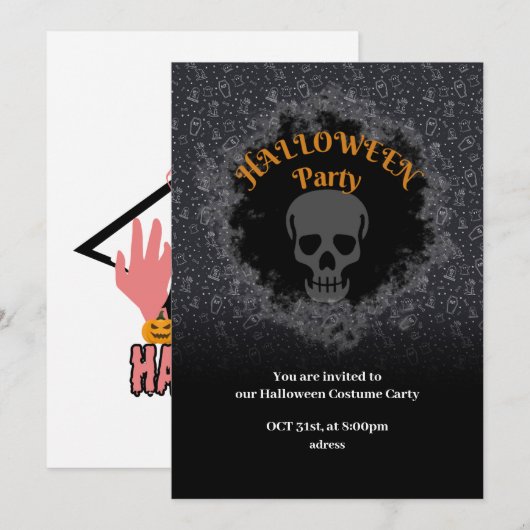 Halloween-Party Einladung (Vorne/Hinten)