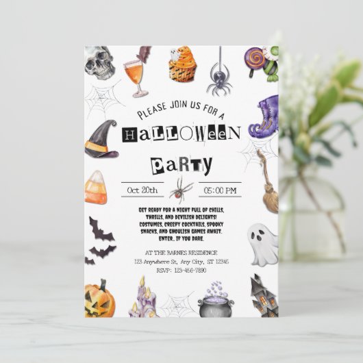 Halloween-Party Einladung (Stehend Vorderseite)