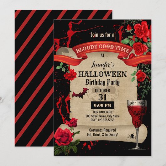 Halloween-Party Einladung (Vorne/Hinten)