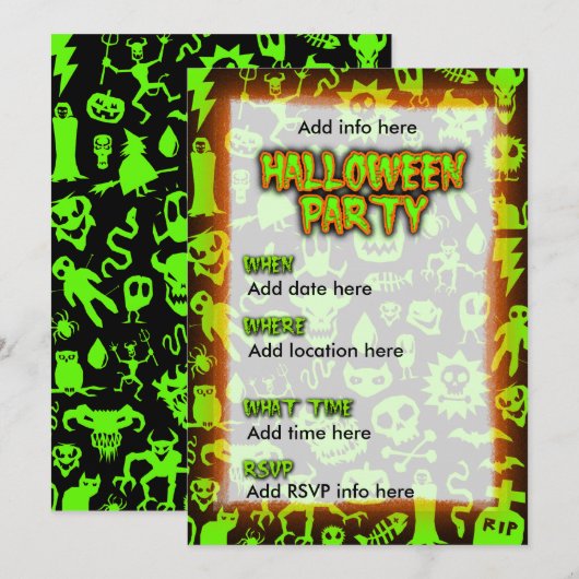 Halloween-Party Einladung (Vorne/Hinten)