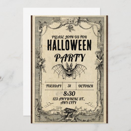 Halloween-Party Einladung 2024: Join the Fright! (Vorne/Hinten)