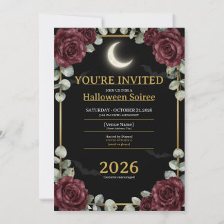 Halloween-Party-Einladung 2026 | Elegantes Gothic  Dankeskarte